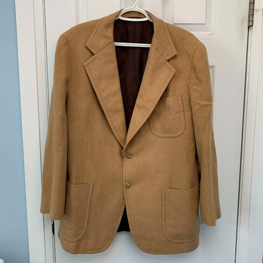 Vintage Executive Tailored Clothes Blazer / Jacket - Camel/Tan - Wool